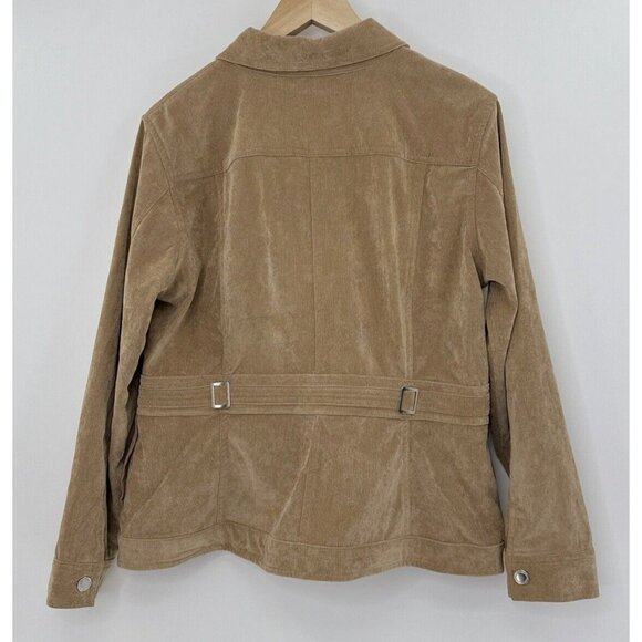 NWT Christopher & Banks Khaki Brown Corduroy Zip Blazer Jacket Sz L Preppy Ofc - Picture 3 of 11